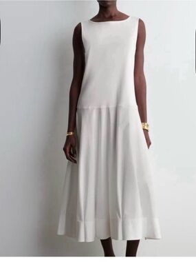 cos white maxi dress COS Collarless Maxi Shirt Dress